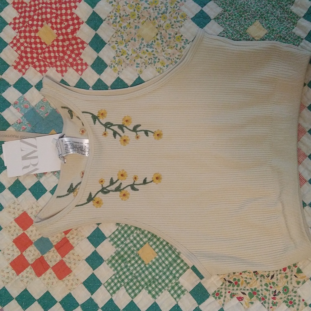 Zara Tank Top | XS | Embroidered details | NWT